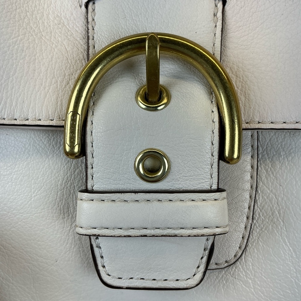 Coach Campbell White Leather Flap Buckle Satchel Bag - Picture 5 of 17